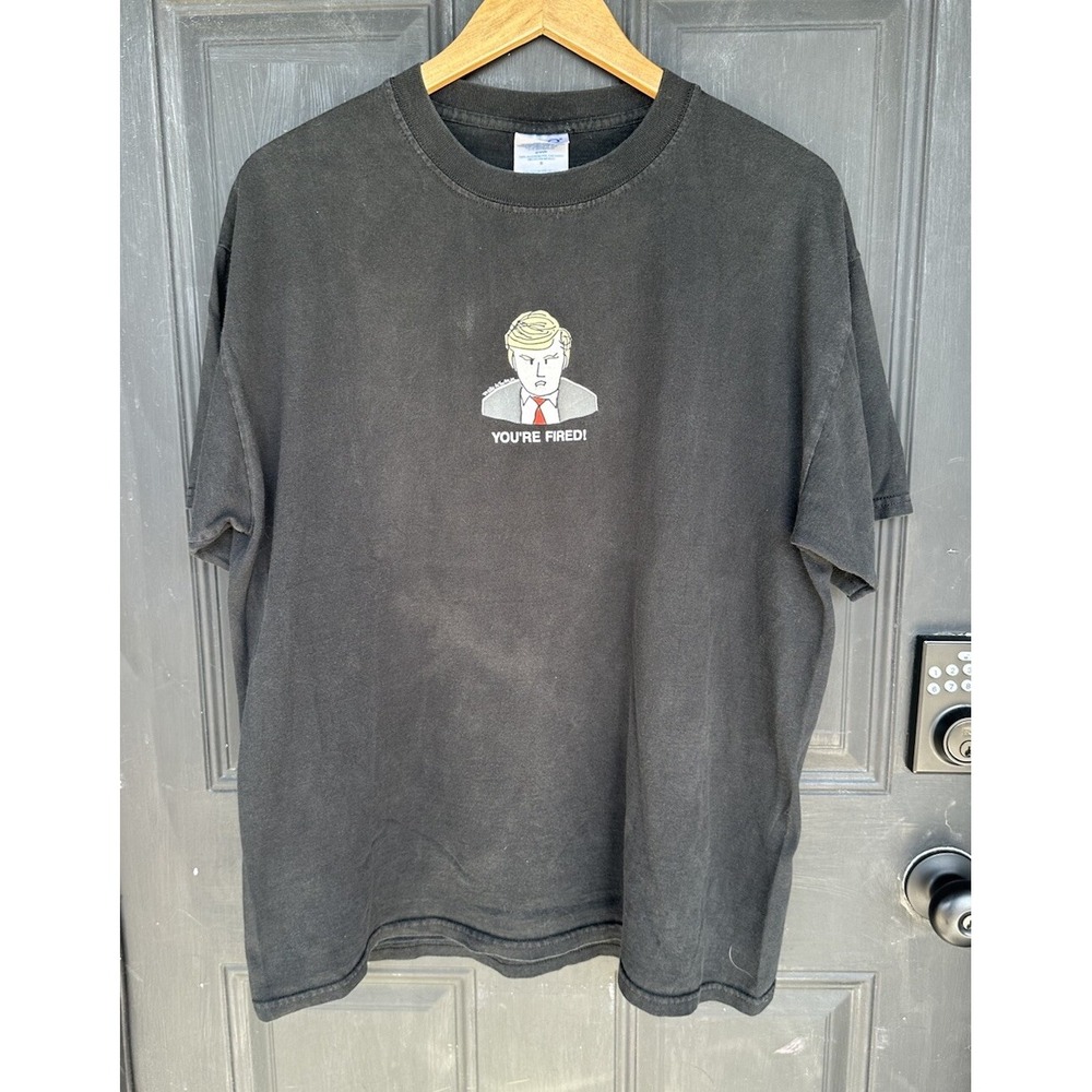 Vintage‎ Donald Trump You're Fired Mens Large T-Shirt Black 2004 MAGA